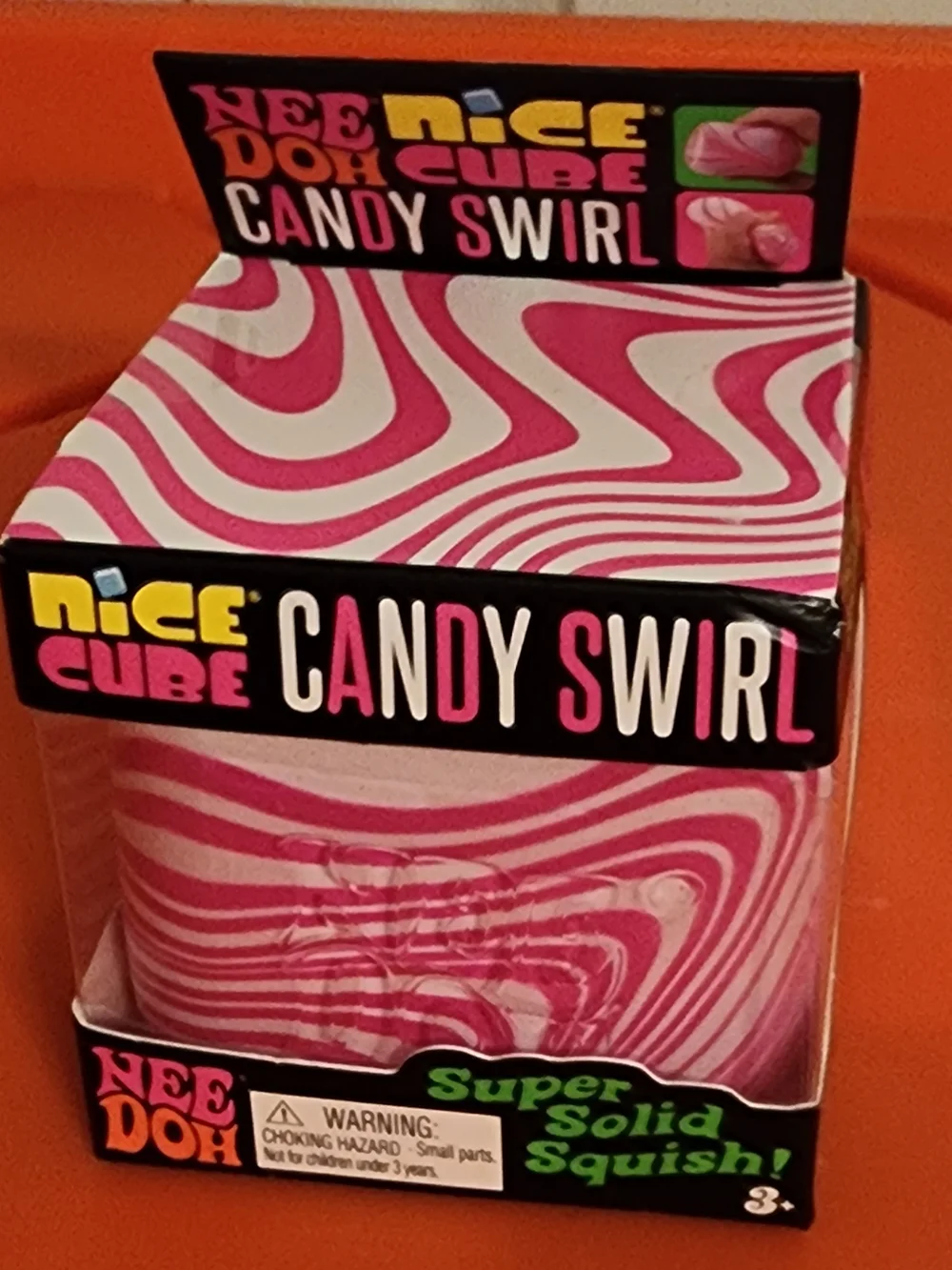 Nice Cube Candy Swirl Squishy Stress Toy - Pink & White
